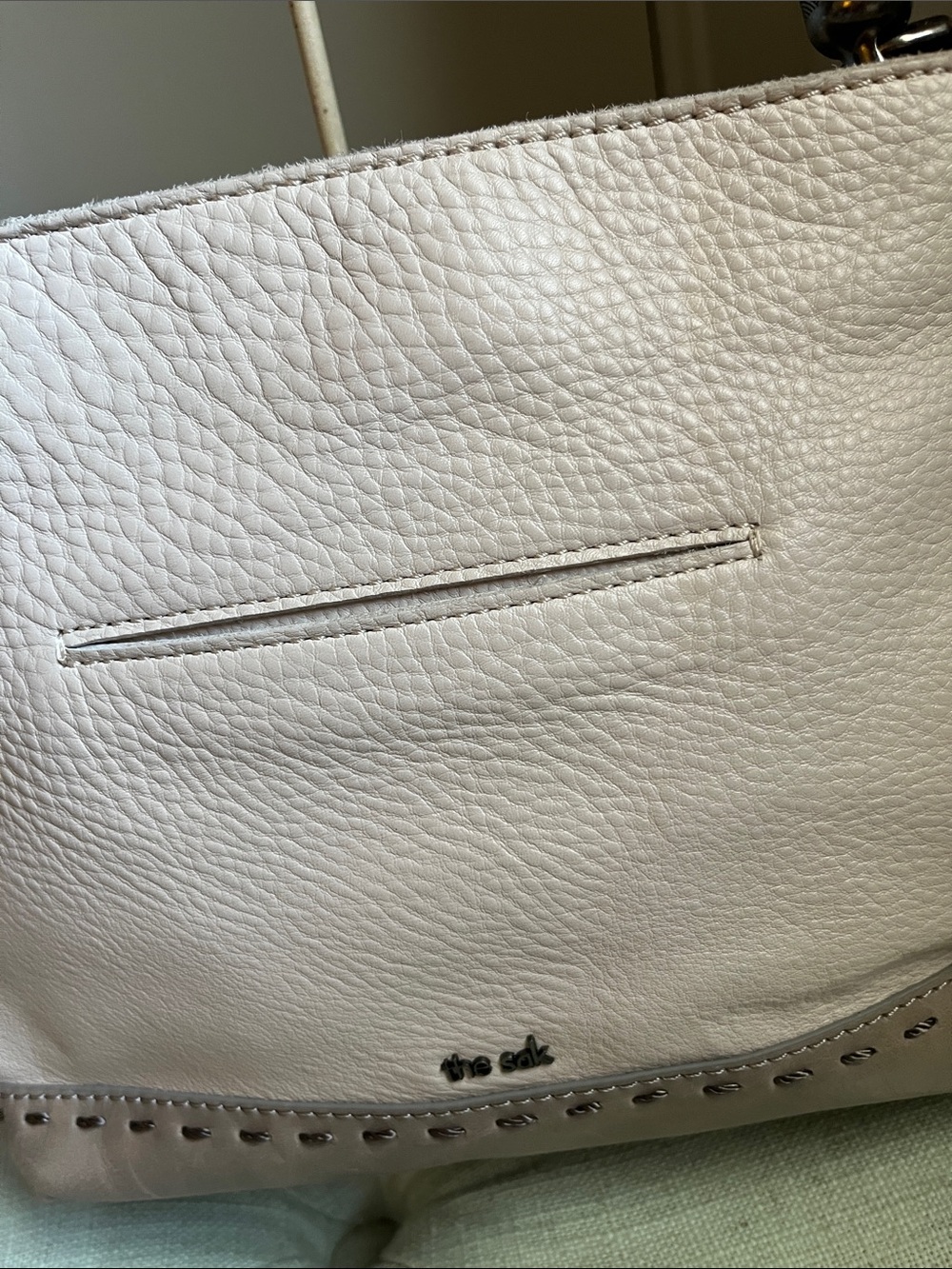 The Sak Cream Pebbled Leather Shoulder Bag with Brown Braided Handle - Picture 3 of 15